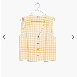 Madewell Ruffle Button-Front Tank in Ombré Gingham